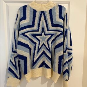 SHEIN Blue and Cream Star Pattern Sweater